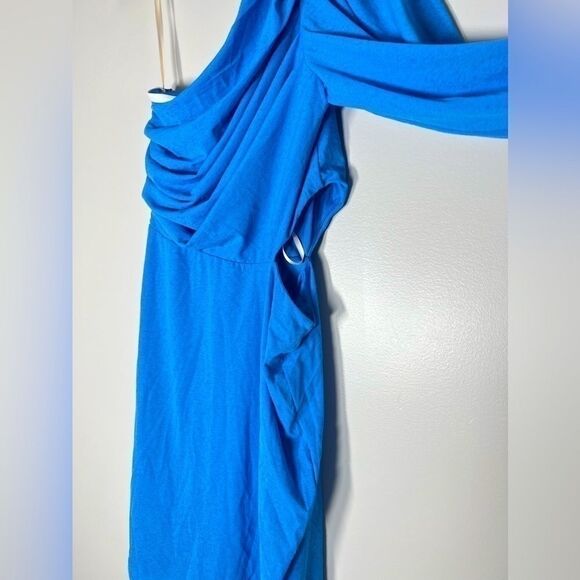 BCBGENERATION One Long Sleeve Bodycon Mini Dress Neck Shirred Bodice azure New4 - Picture 5 of 9